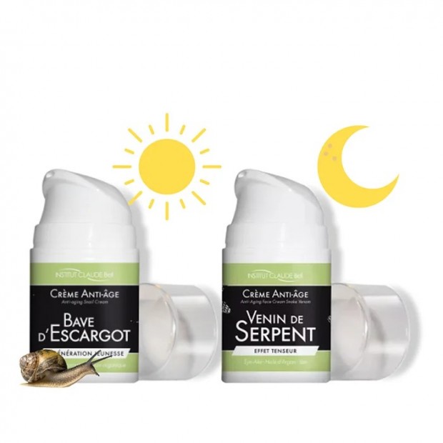 Anti-Wrinkle Day & Night Set: Day Cream with Snail Secretion Extract & Night Cream with Snake Venom